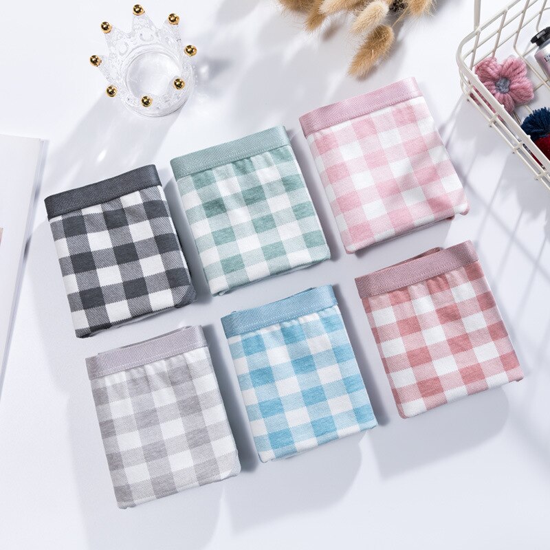 2021 New Fashion 4 pz/lotto mutandine da ragazza Plaid intimo slip in cotone ragazza Lingerie morbido e confortevole Panty