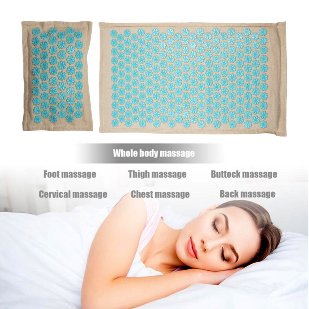 Lotus Acupressure Mat Set Back Body Massage Mat with Pillow Coconut Fiber Pain Relief Shiatsu Massage Cushion Yoga Mat Spike
