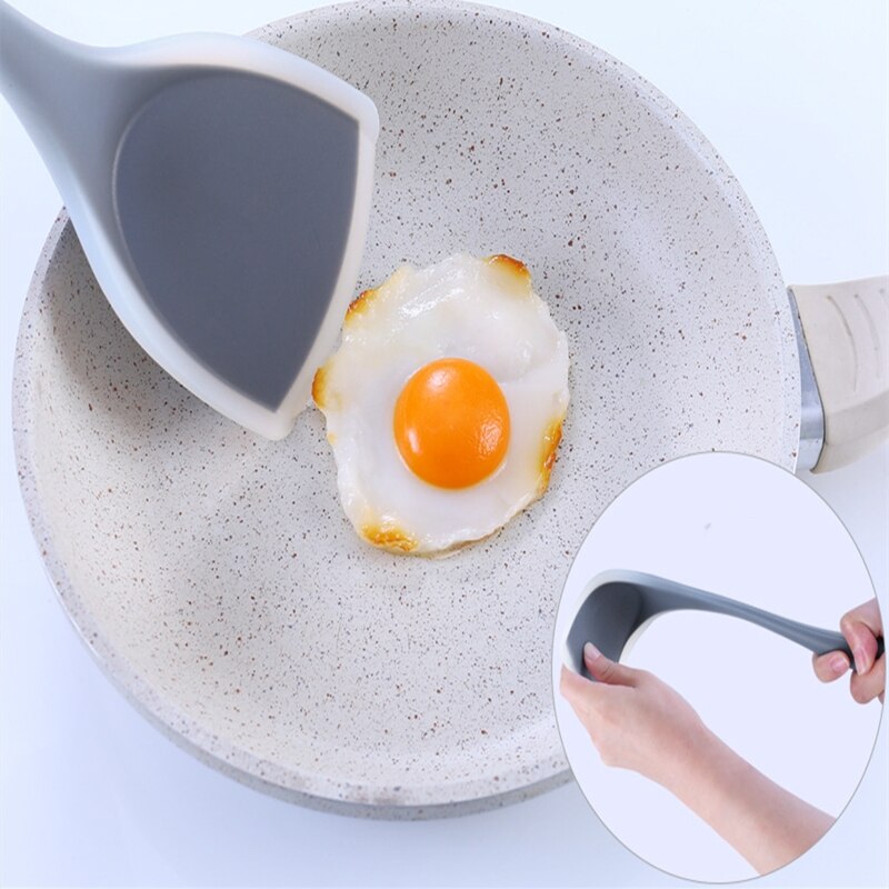 Espátula de silicona gruesa de mango largo, pala antiadherente para cocinar, accesorios de cocina, utensilio de protección