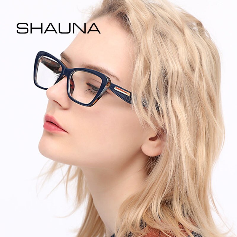 SHAUNA primavera bisagra Retro ojo de gato gafas marco mujeres resina lente gafas ópticas
