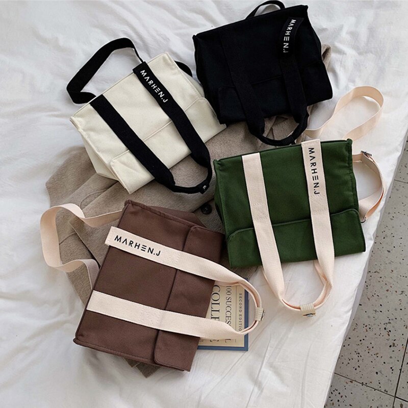 Sacs à bandoulière en toile en coton pour femmes, sacs de Shopping doux, fourre-tout, sacoche d'écolière pour dames tissu décontracté