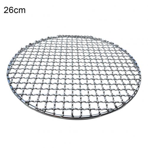 Rustfrit stål runde grill bbq grill mesh net non-stick grill bageplade bacon grill værktøj jern netto grillmåtte gitter: 26cm