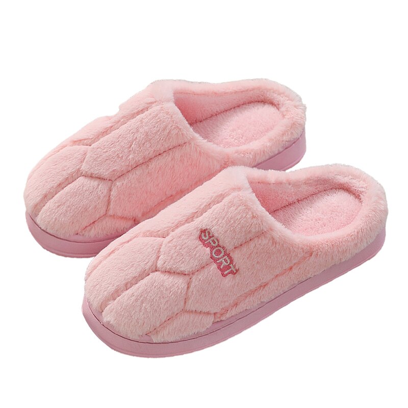Winter Women Warm Home Shoe Plush Slippers Couples Warm Non-slip Floor House Slippers Soft Indoor Shoes For Man Floor Slides: pink / 36-37