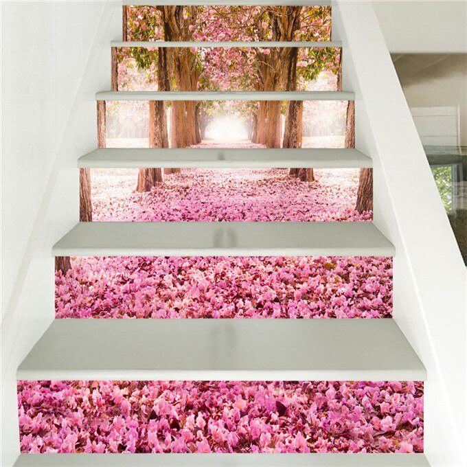 Lake Scenery Stairs Sticker For Home Hotel Corridor Decor Renew Stair Mural Self-adhesive Waterproof Landscape Staircase Mural: LT059 / 100x18cmx13pcs