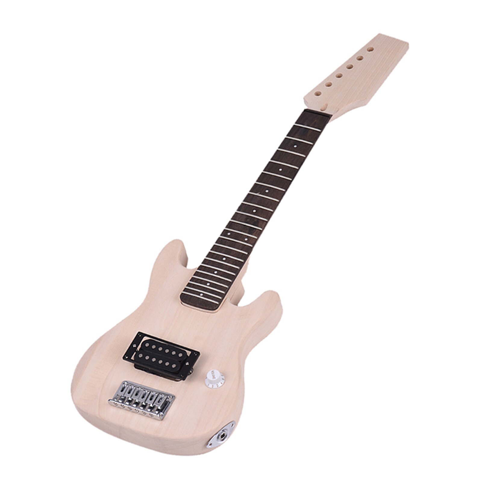 Children ST Style Unfinished Electric Guitar DIY Kit Basswood Body Maple Wood Neck Rosewood Fingerboard