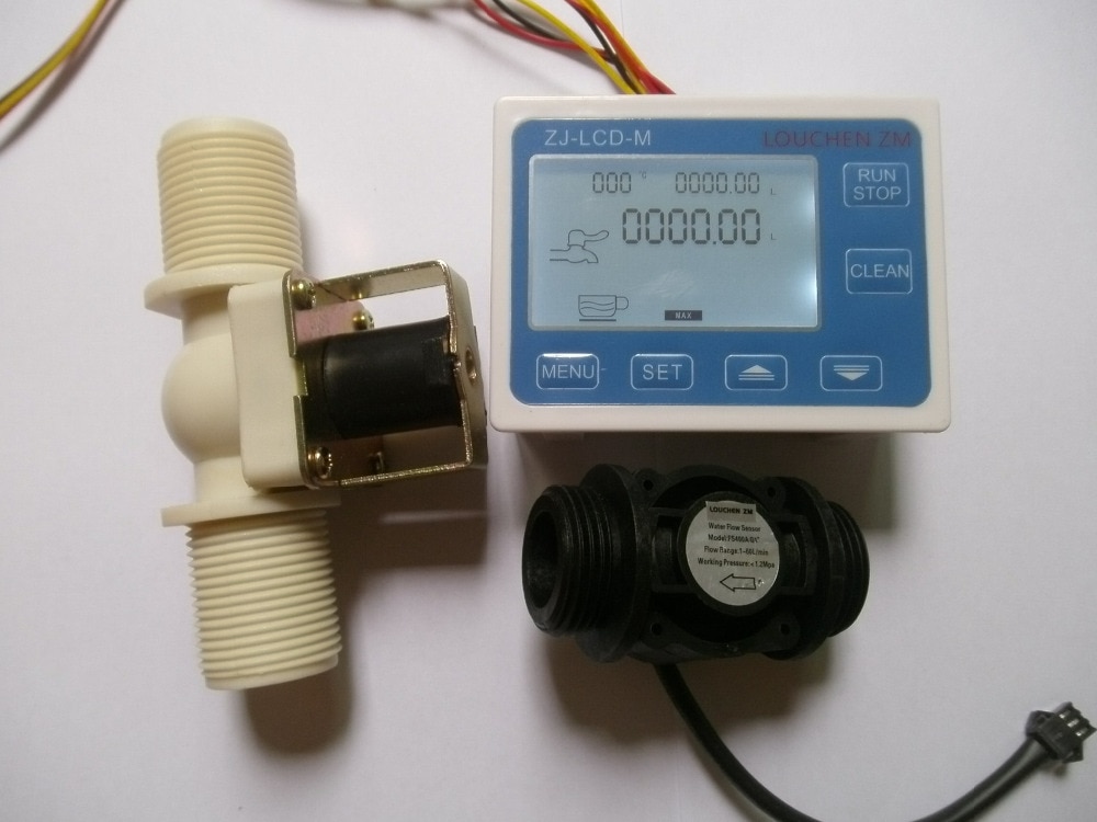G1&quot; Water Flow Control LCD Meter + Flow Sensor + Solenoid Valve