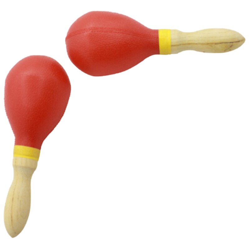 1 Pair Portable Plastic Maracas Wood Handle Egg Shakers Sand Hammer Rattles Percussion Musical Accessory