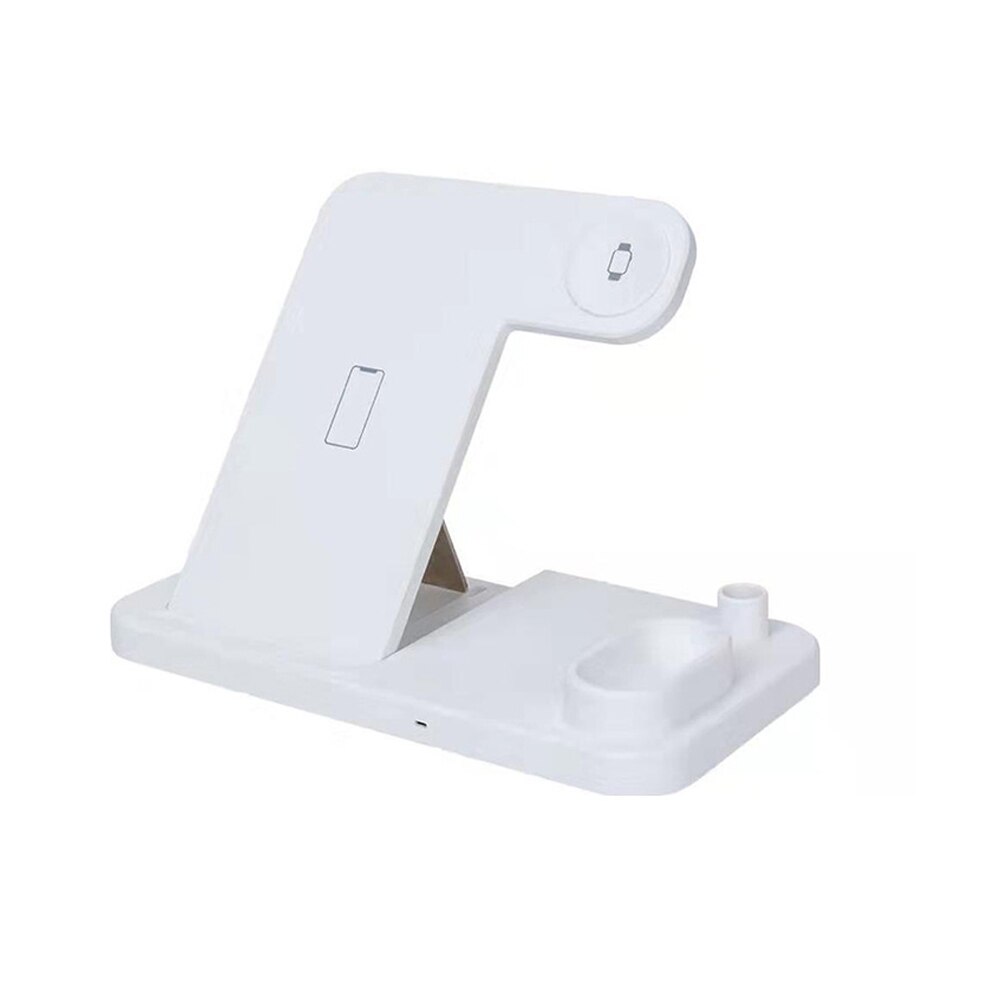 4-in-1 Wireless Charger Stand for iPhone, Apple Watch, AirPods - 15W Qi Fast Charging Desk Holder: White