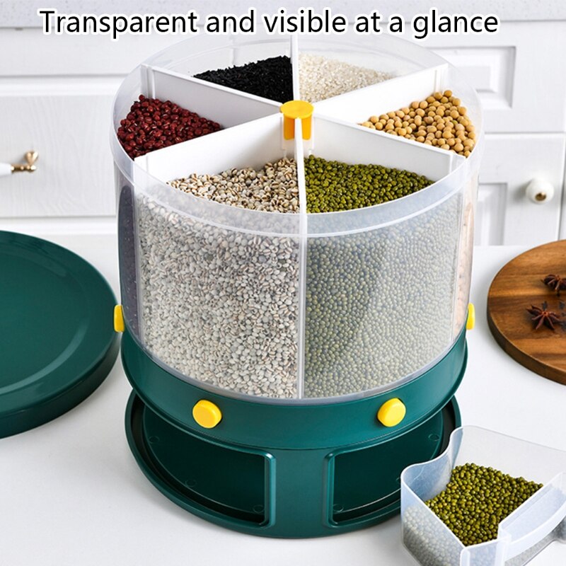 10KG Kitchen Food Storage container Rotating cans for bulk cereals Moisture Insect Proof Grain Organizer box Separat Rice Bucket