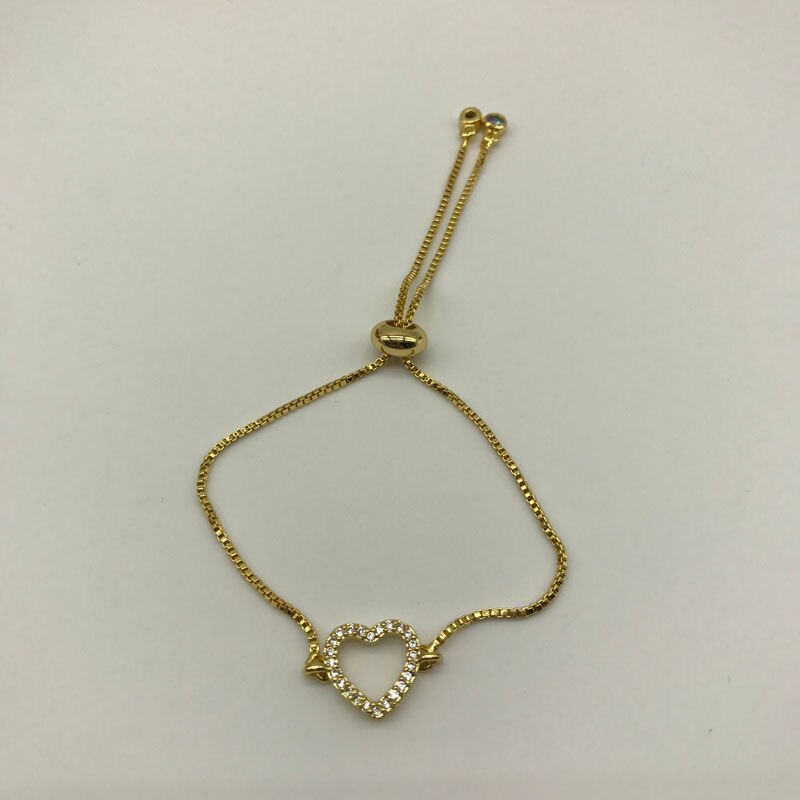 5 stks/partij Micro Pave CZ Hart Vorm Ketting Verstelbare Armband Pull Tie Hart Sieraden