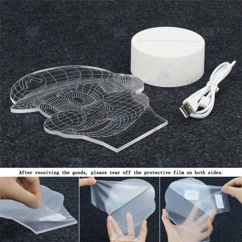 3d yksisarvinen illuusio visuaalinen yövalo läpinäkyvä akryyli yövalo led-lamppu 7 väriä vaihtava kosketuspöytävalaisin kodin sisustus