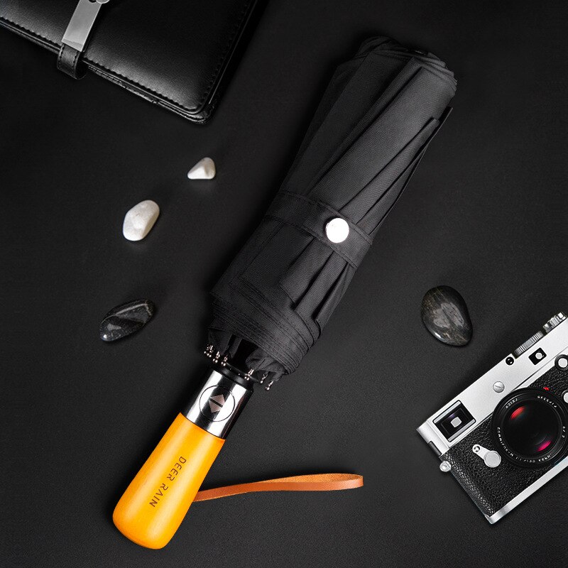 Black Full Automatic Business Umbrella Three Folding Male Female Parasol Umbrella Rain Women Windproof Luxury Umbrella For Men: Automatic black