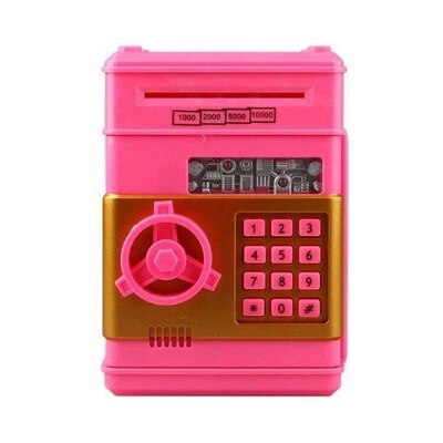 Intelligenkreativ adgangskode sikker sparegris automatisk sparegris sikker pengeautomat maskine børn legetøjmini sikker automatisk fødselsdag: Rose