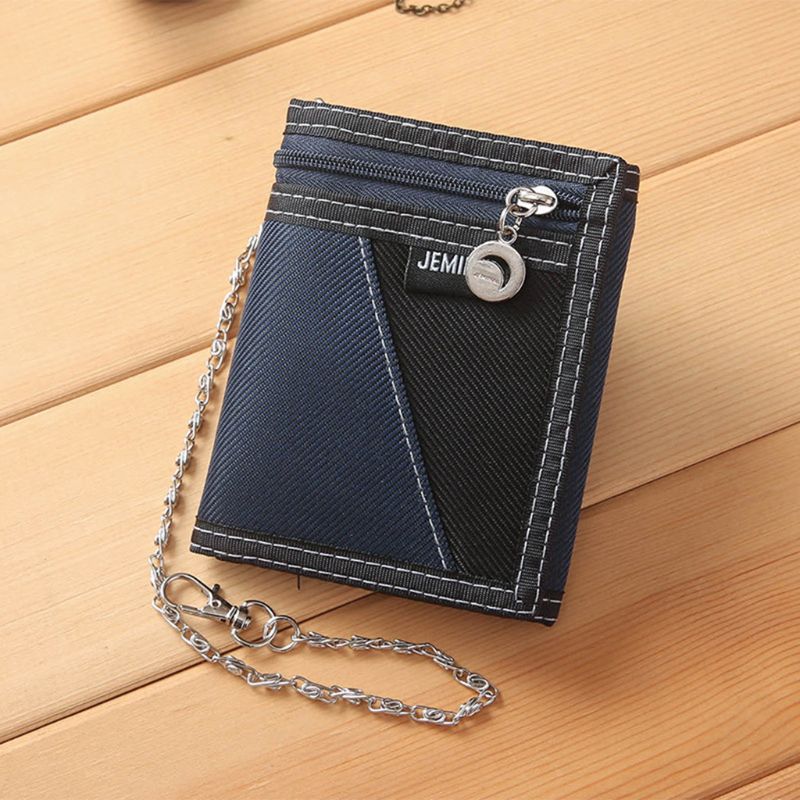Portefeuille en toile pour homme porte-carte de crédit porte-clés porte-monnaie poche à langer