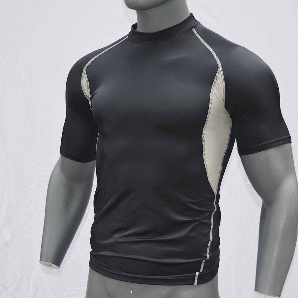 Zwart/Ademend Surf Upf 50 Rash Guard Shirt Korte Mouwen Surfen Duikpakken Badmode Uv Zwemmen rashguard: M