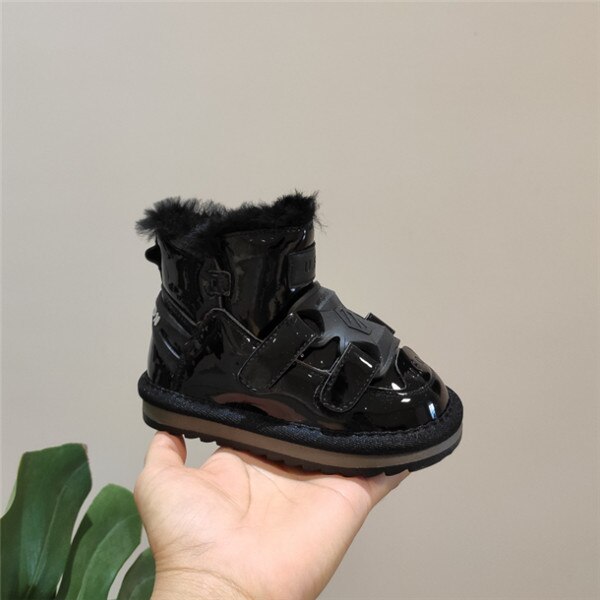 neue Winter freundlicher Schnee Stiefel Spiegel Wasserdichte Mädchen Stiefel Nicht-Unterhose Wolle Warme Starke Baumwolle Junge Stiefel Baby kleinkind Schuhe: Schwarz / 25(Einlegesohle 15.5 cm)
