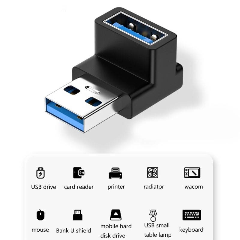 Adaptador de extensión de ángulo recto USB 3,0 macho a hembra de 90 grados, conector USB hacia arriba y hacia abajo, 10gbps para ordenador portátil y PC