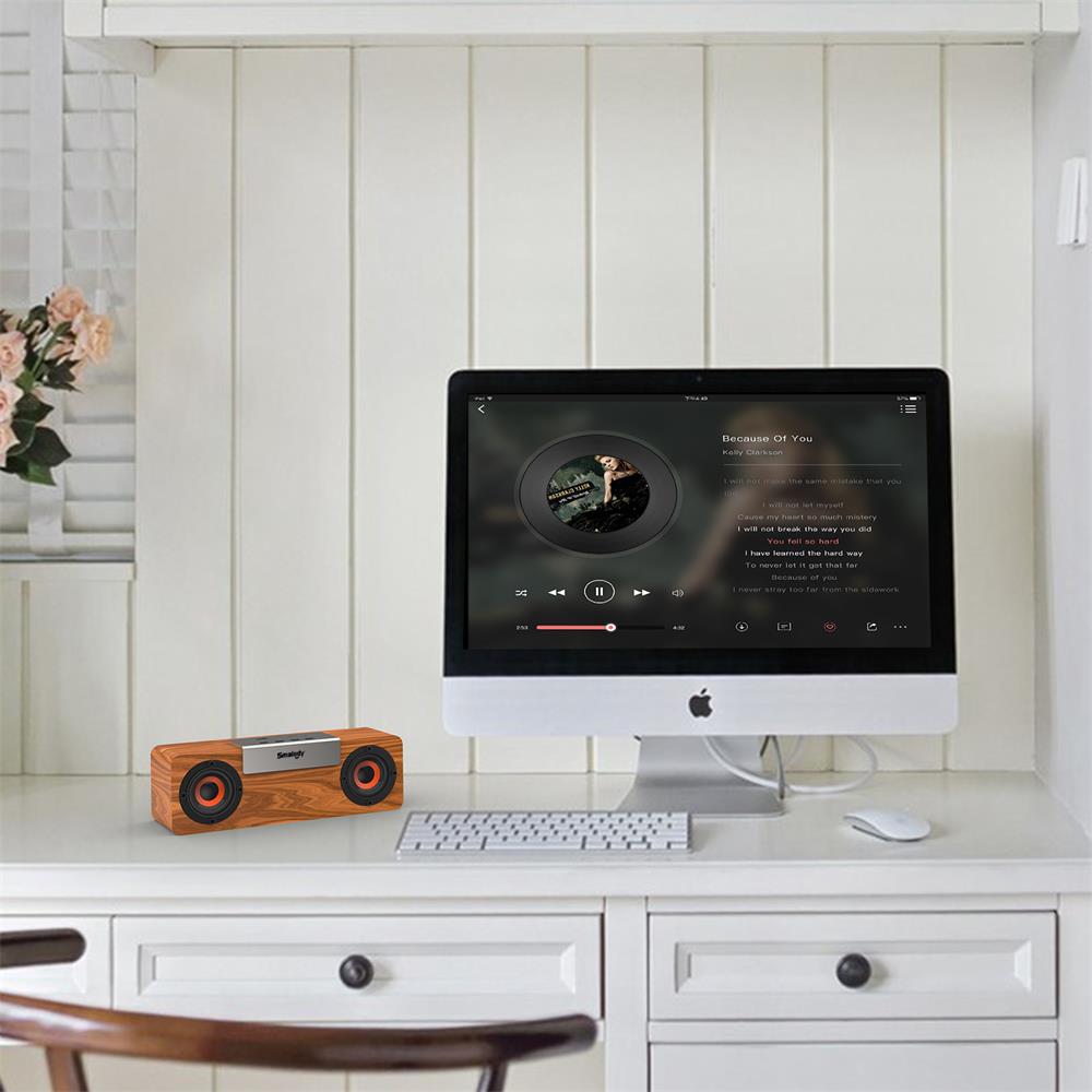 Smalody drahtlose bluetooth lautsprecher Holz TV Soundbar Stereo Bass lautsprecher Schreibtisch PC Computer boombox USB FM Radio Klang Kasten