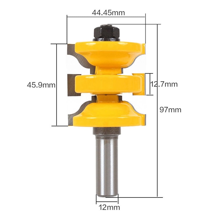 3Pcs 12mm Shank Entry Interior Tenon Door Router Bit Set Matched R&S Router Bits Carving for Wood