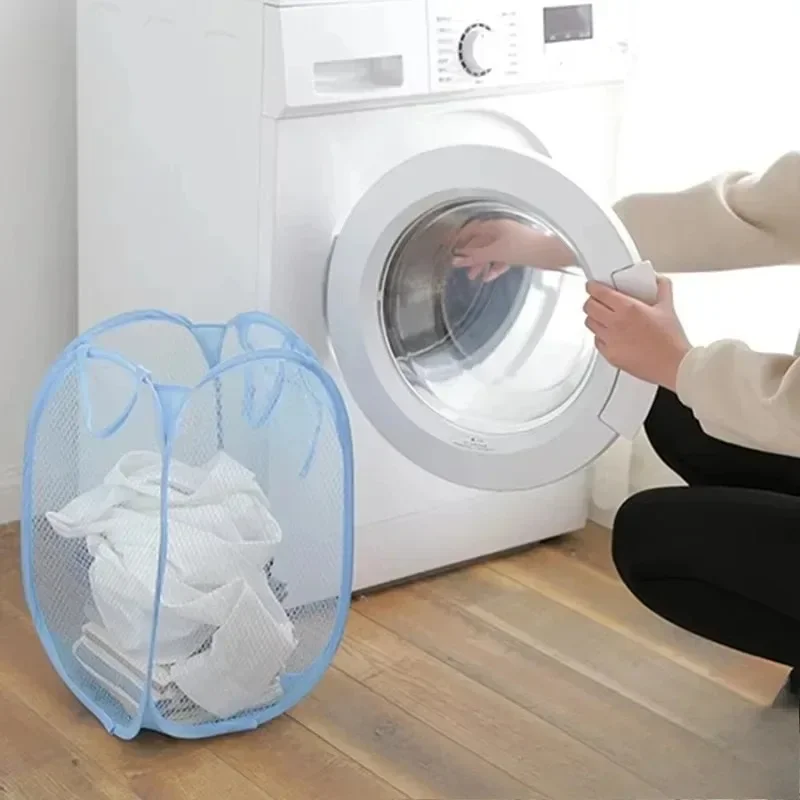 Opvouwbare vuile was Sorteermand Wasframe Badkamer Doek Mesh Opbergtas Frame Emmer Wasorganisatoren Opbergtas