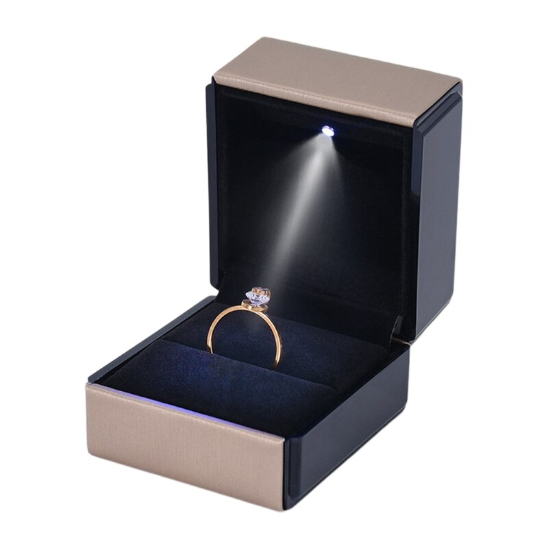 LED Lighted Earring Ring Box Wedding Engagement Ring Jewelry Display Holder