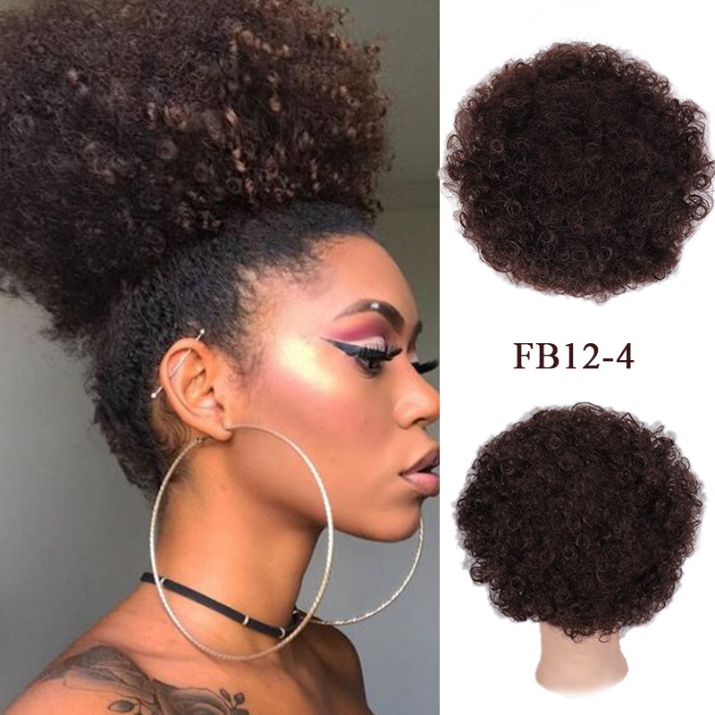 LUPU-Chignon de coiffure synthétique court | Queue-de-cheval Afro crépue bouclée et crépue avec cordon, résistant à la chaleur, en Fiber, pour femmes noires: 4