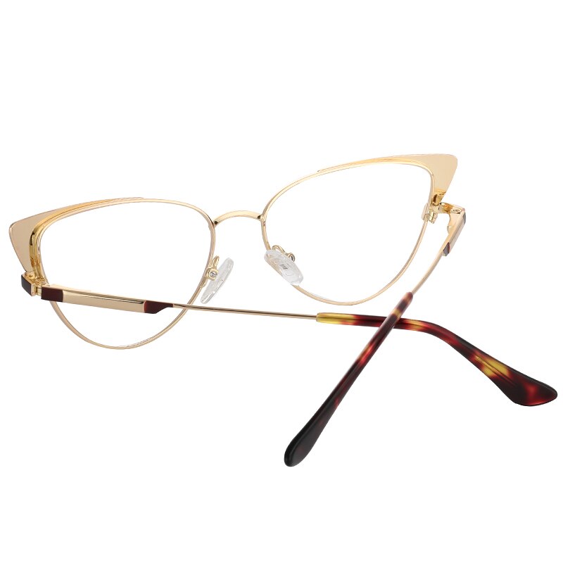 Gafas redondas con de ojo de gato para mujer, anteojos femeninos con montura sin tornillos, de estilo Vintage, a la