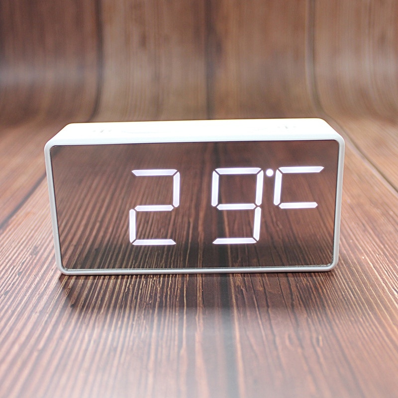 Mirror Alarm Clock LED Digital Display Electronic Time Temperature Calendar Table Alarm Clock USB Charging Student Desk Clocks