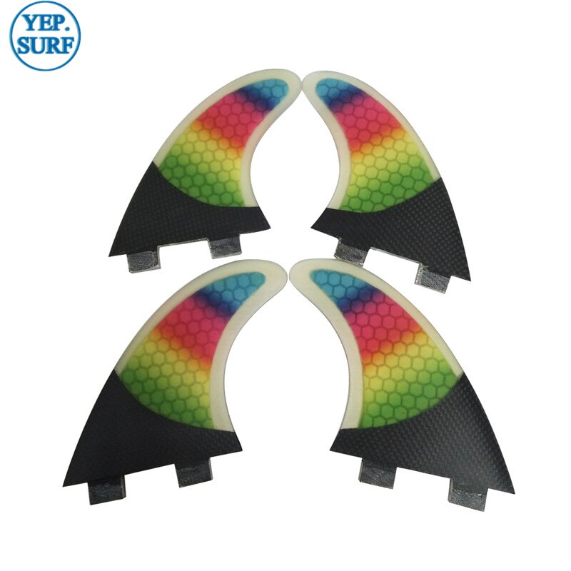FCS aileron surf arc-en-ciel Fibre de carbone aileron quad palmes Quilhas multicolore planche de surf Fin
