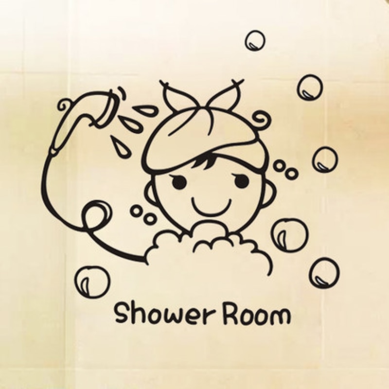 Cartoon Leuke Badkamer douche grappige baden Muur Sticker voor kinderkamer DIY Muur Art Decals Stickers Home Decor Behang