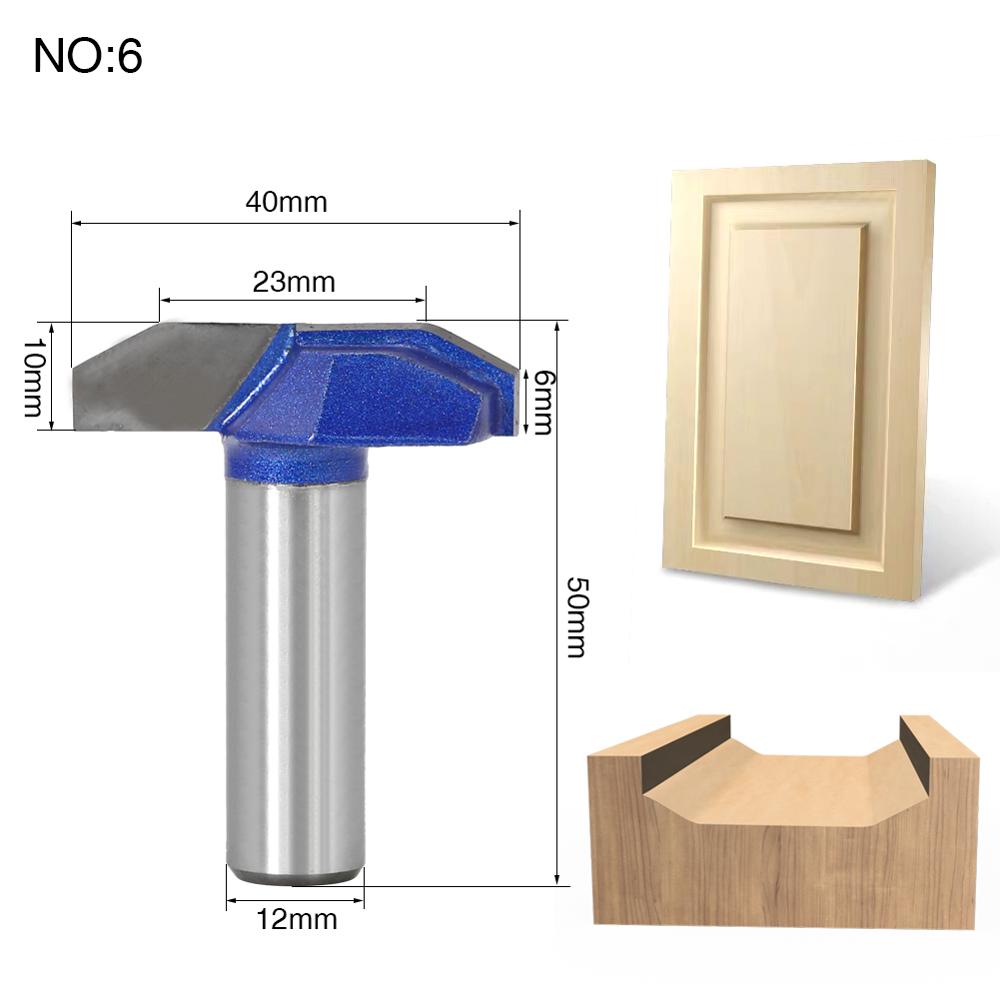1 pc 12mm Shank Woodworking Door Frame Router Bits for wood carbide lassical door cabinet bits Engraving Milling Cutte: NO6