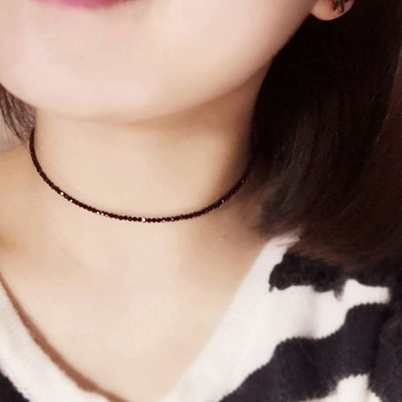 Marca de moda simples contas pretas colar curto jóias femininas gargantilha colares bijoux femme senhoras festa colar 2024