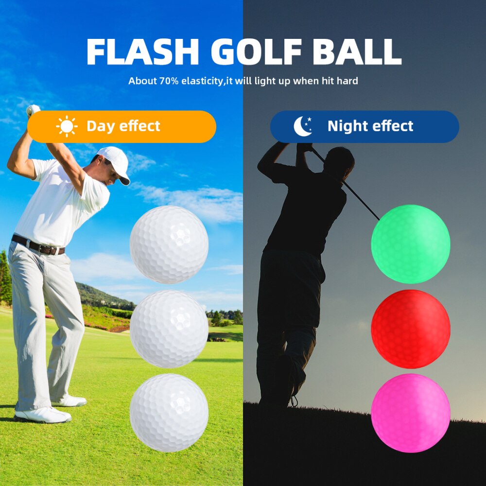 Bolas luminosas de Golf nocturno VORCOOL 3 uds., bolas de Golf iluminadas LED que brillan en la oscuridad, bola de Golf nocturna reutilizable de larga duración (R
