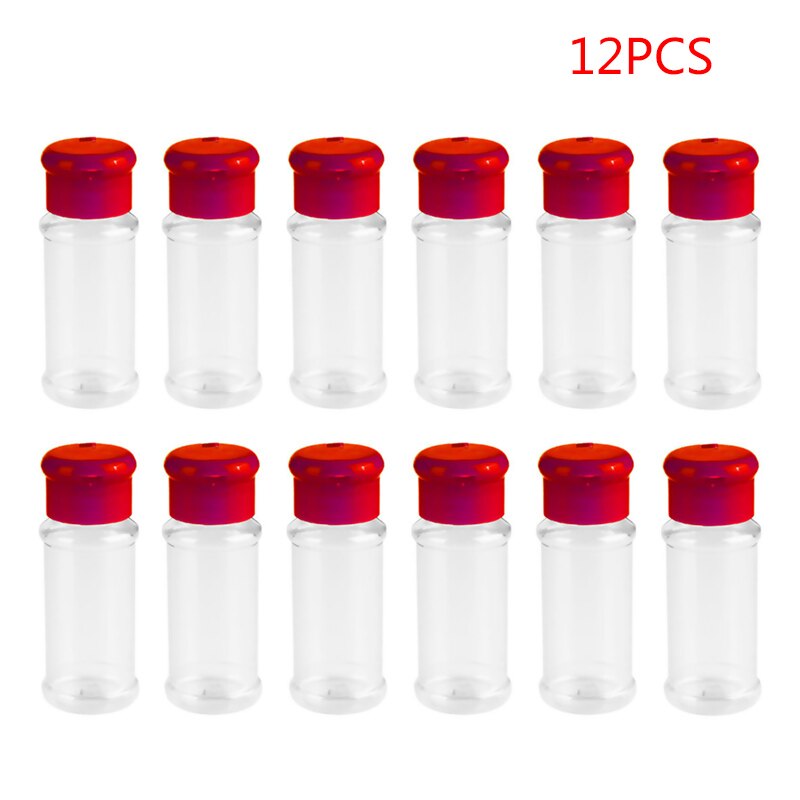 10/12/20 st 100ml plast kryddor salt peppar shakers kryddor grill kryddor burk cruet behållare kök kryddor flaska: 12 st röd