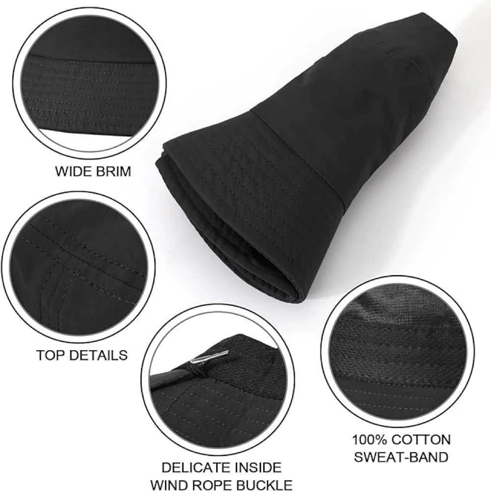 Sombreros de cubo impermeables a prueba de viento para hombres y mujeres, sombrero de lluvia ligero, xx-grande, senderismo, Camping, UV/UPF, 50 empaquetable