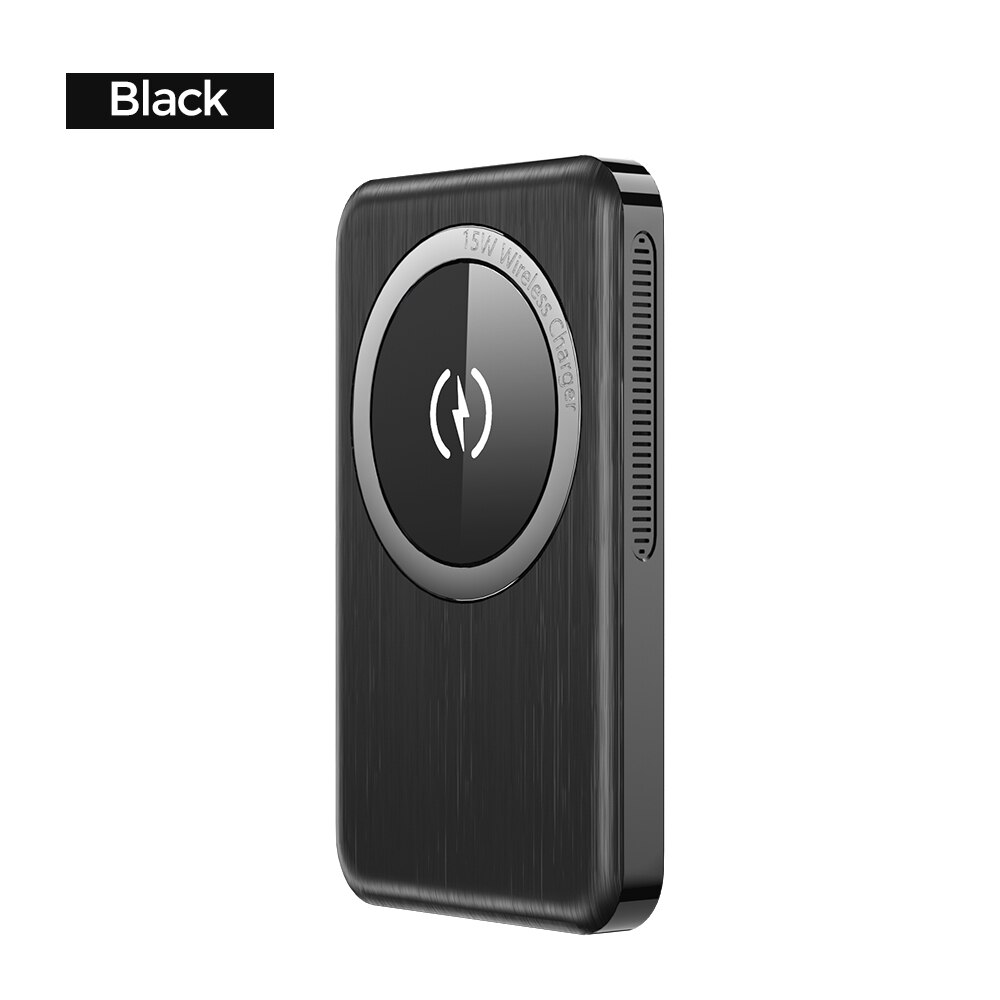 YKZ Magnetic Power Bank PD 20W Fast Charging 10000mAh 15W Wilreles Powerbank External Battery For iPhone12 Pro Max Samsung S21: Black