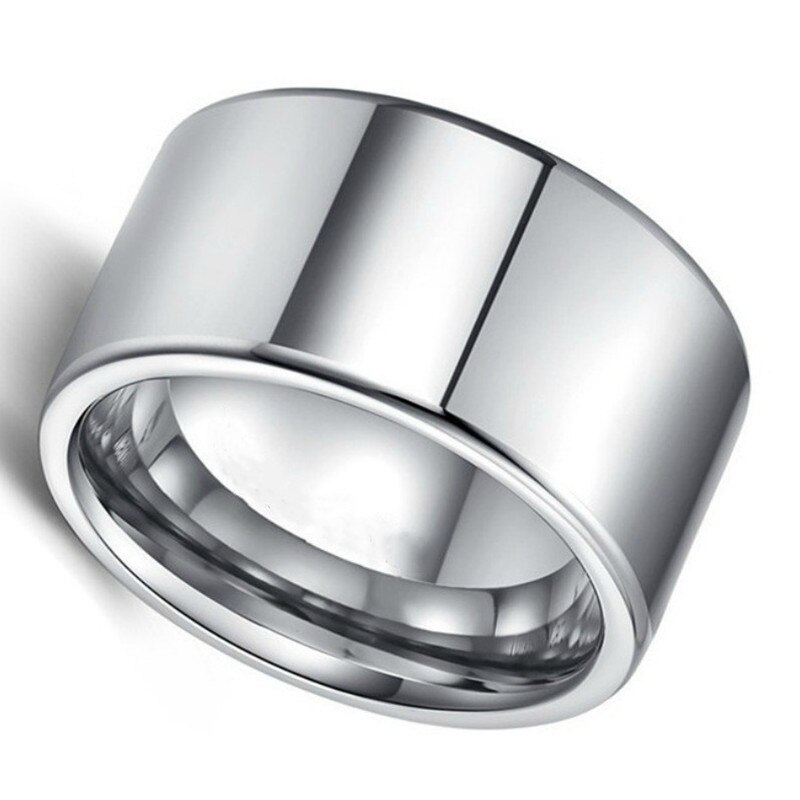 Eenvoudige 12Mm Breed Grote Titanium Stalen Gezicht Ring Voor Mannen Super Brede Zilveren Kleur Mannen Ring Grote Vinger ring Bruiloft Sieraden