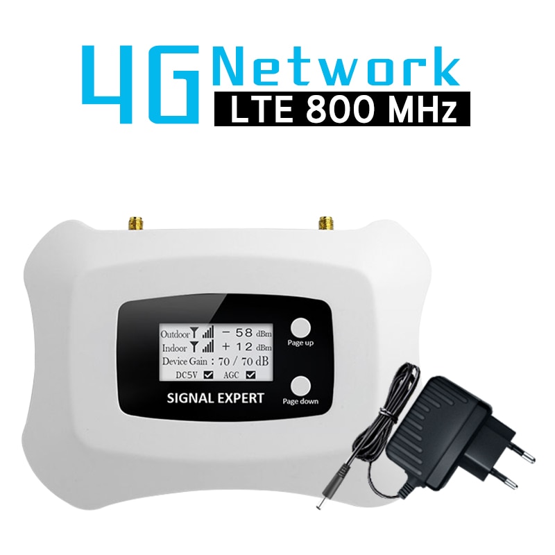 Amplificador de señal para teléfono móvil, repetidor de señal 4 800G LTE FDD Europa, banda de ganancia de 70dB, 800mhz