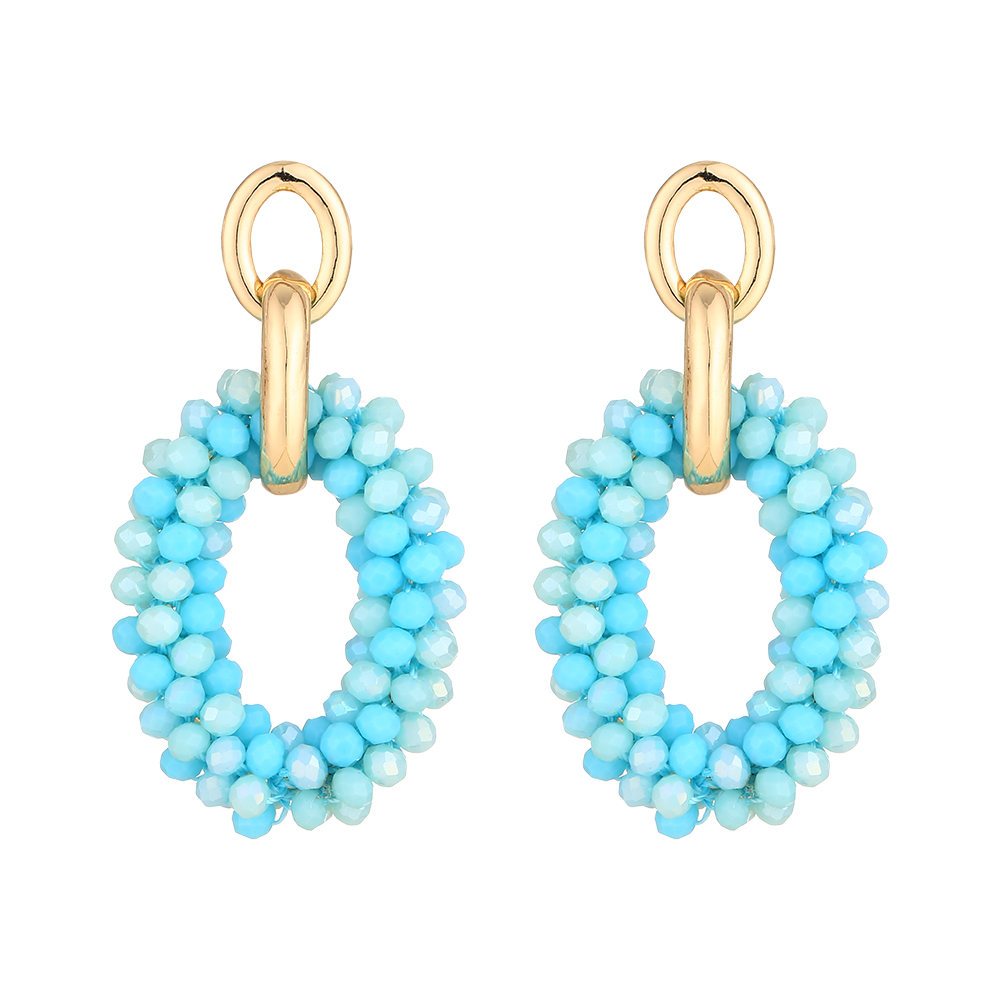 INKDEW pendientes de gota ovalados cadena oreja pendientes de cuentas de cristal hechos a mano para mujer joyería pendientes largos grandes joyería de EA070: Vino tinto