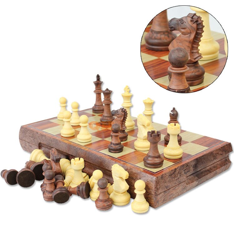 Internationale Schaken Dammen Folding Magnetic Board Schaakspel open maat 36 cm * 31 cm