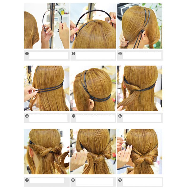 Lystrfac Diadema negra para mujer, diadema trenzada, banda de goma doble, accesorios para el cabello