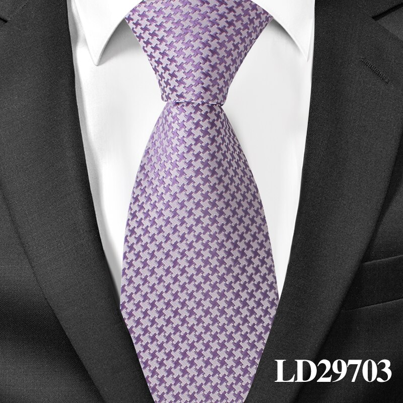 Silke hals slips til mænd jacquard mænd slips til bryllup forretning 8 cm brede plaid slips klassiske dragter hals slips: Ld29703