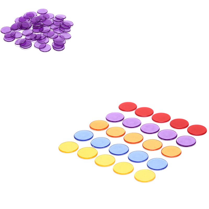 50 stk 5 farver gennemsigtige tællere tæller bingo chips plastmarkører bingo forsyninger
