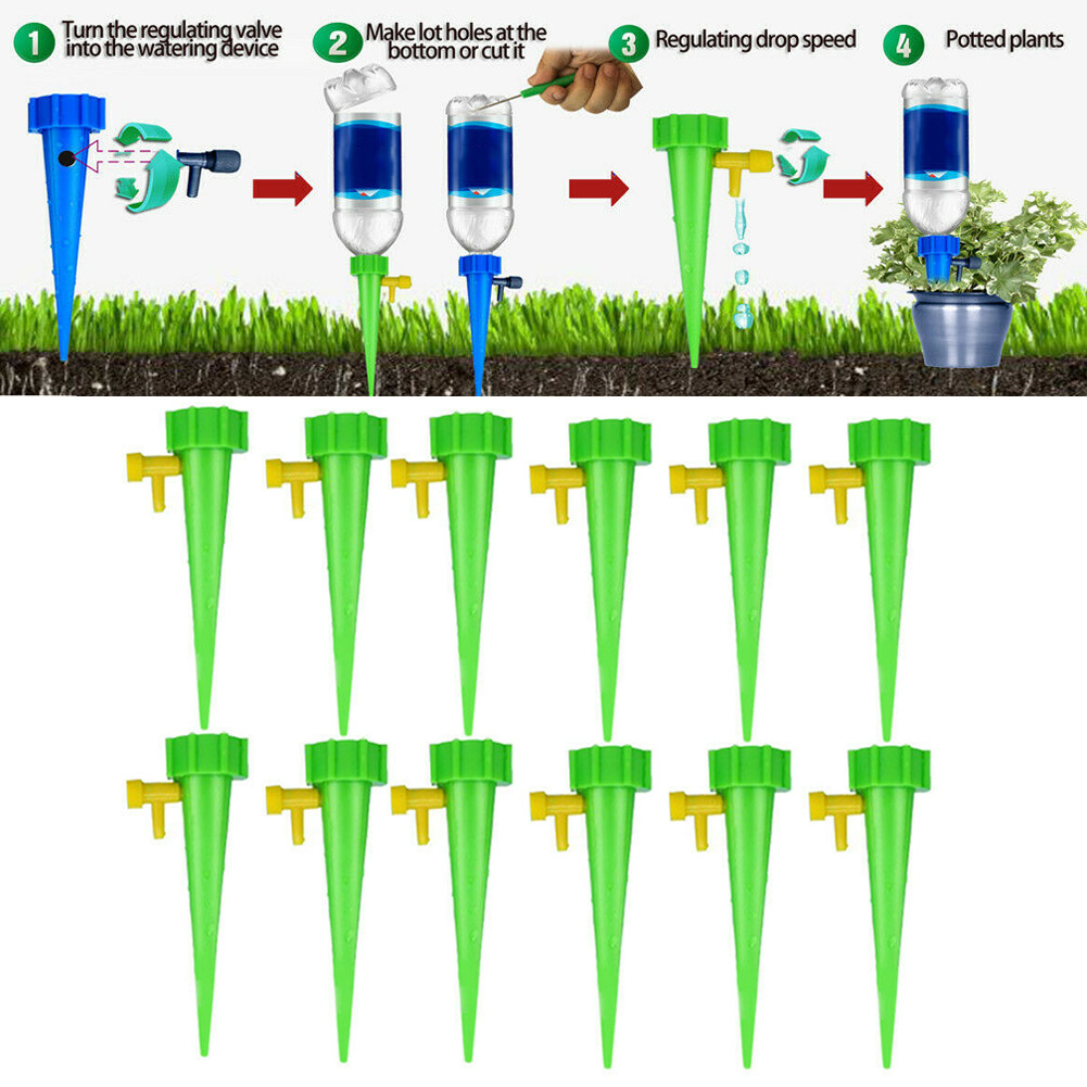 12Pcs Plant Water Funnel Flower Drip Spikes Automatically Watering Tools Hogard