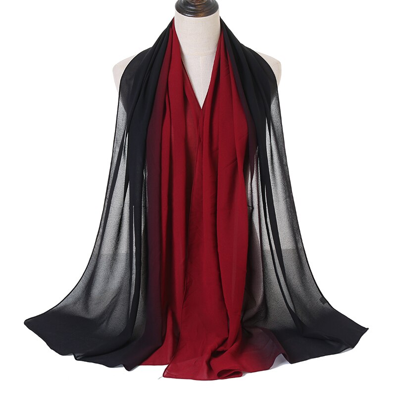 Laven Newest Gradient Bubble Chiffon Scarf Women Muslim Hijab Large Size Ombre Scarves Chiffon Shawl Female Islamic Bandana: 11
