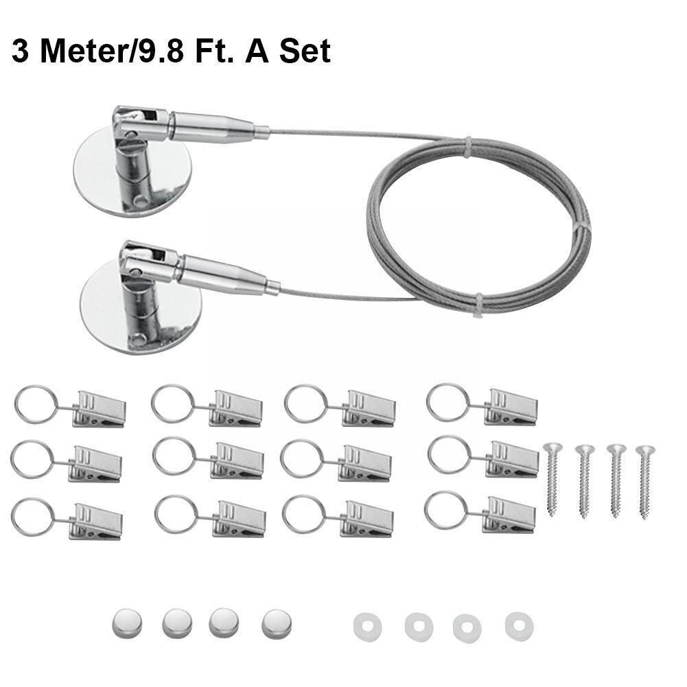 Steel Curtain Wire Curtain Wire Rod Set Wire Rope Cable Tensioner Decorative Accessories Hanging Curtains Clothes