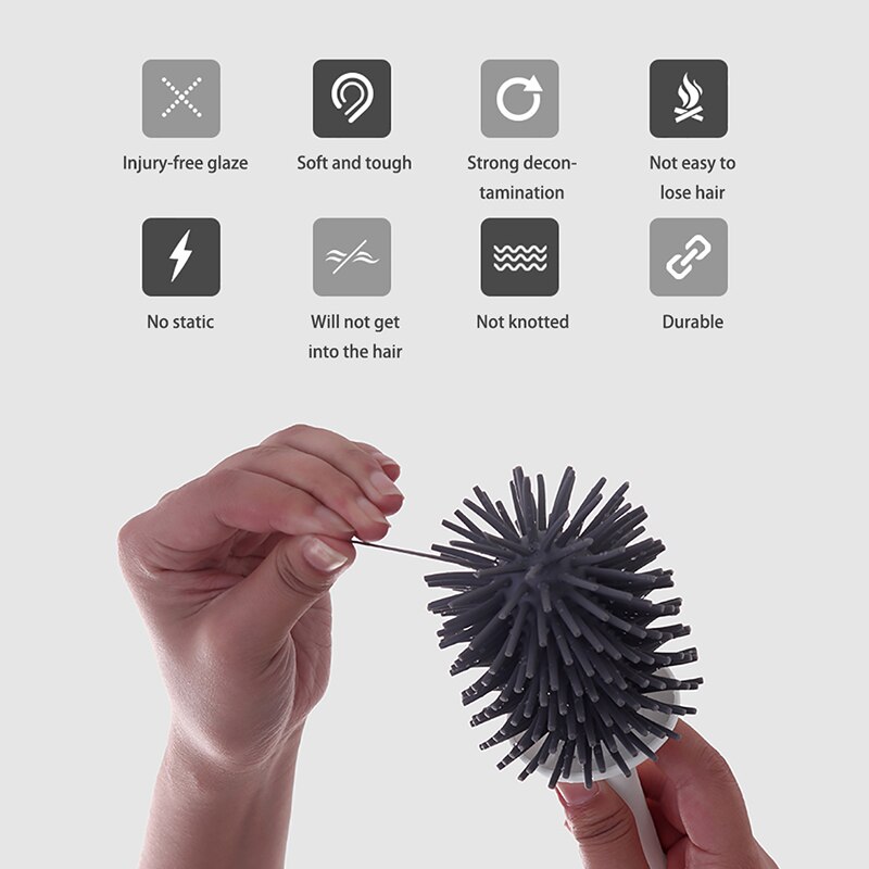 Toalettbørste i silikon med myk børste, toalettbørste på badet og holdersett, konstruert av slitesterk termoplastisk gummi