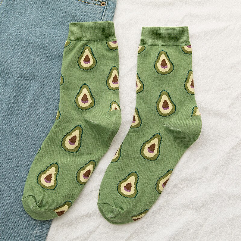 1 par søde avocado jordbær banan frugt mad medium strømper sjove japanske søde stil sokker afslappede kawaii pige sokker: -en