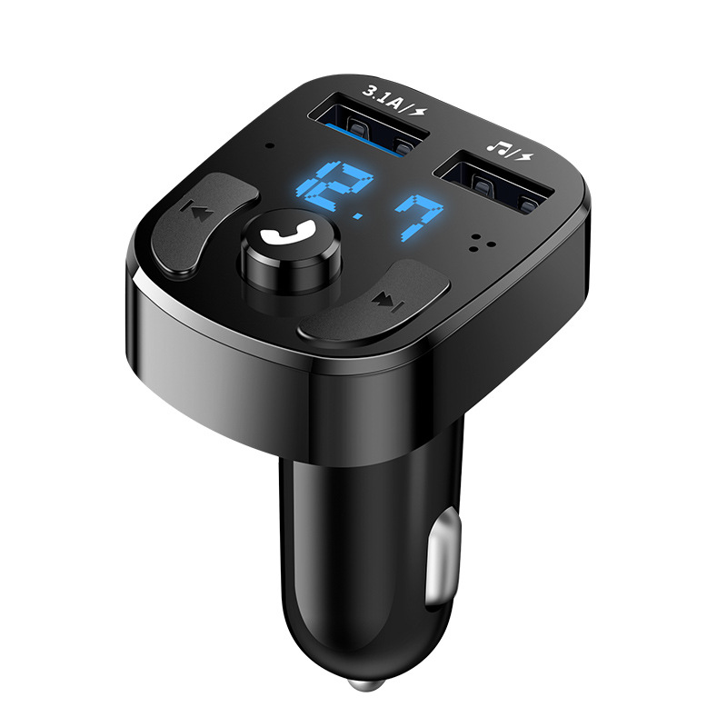 Lecteur MP3 Bluetooth pour voiture, transmetteur FM, mains libres, musique U Disk, Version compatible avec Bluetooth 5.0: Double button