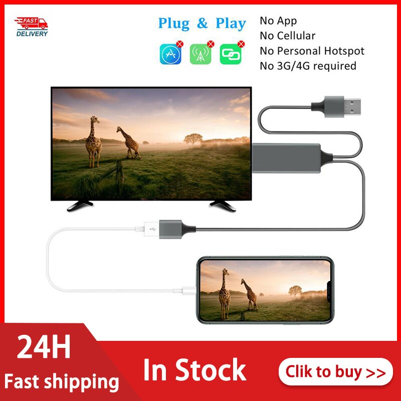 Universele 1080P Hdmi-Compatibel Mirroring Kabel Tv Kabel Adapter Telefoon Naar Tv Hdtv Adapter Voor Iphone 11/ipad/Android